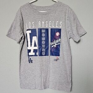 Boy's Los Angeles Dodgers Gray Short Sleeve Shirt Size Medium